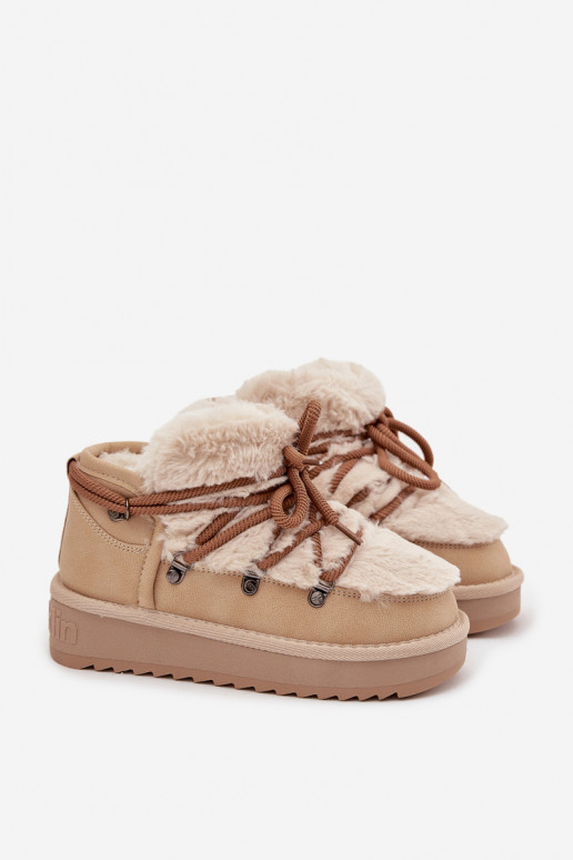 Stivali da neve Infantile Gioventù con una pelliccia D.Franklin DFSH370011 beige