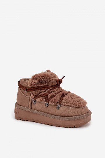 Stivali da neve Infantile Gioventù con una pelliccia D.Franklin DFSH370011 colore marrone