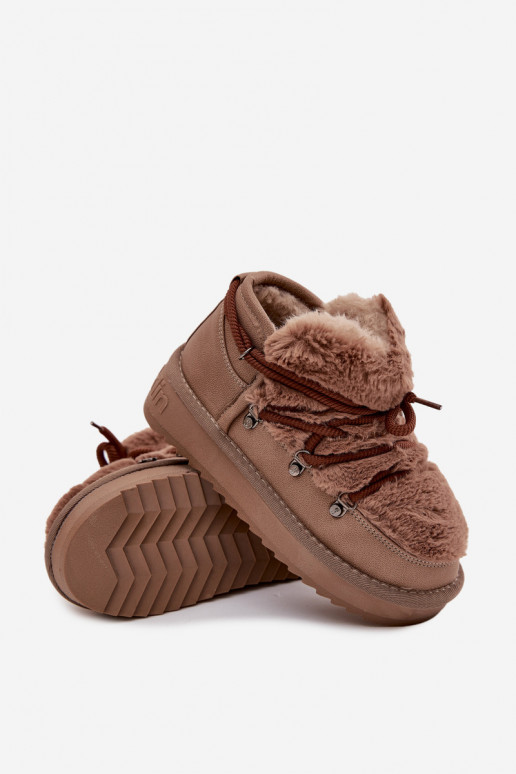 Stivali da neve Infantile Gioventù con una pelliccia D.Franklin DFSH370011 colore marrone