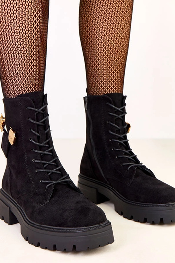 Scarpe da trekking nere delle donne con orsetto dorato Messey
