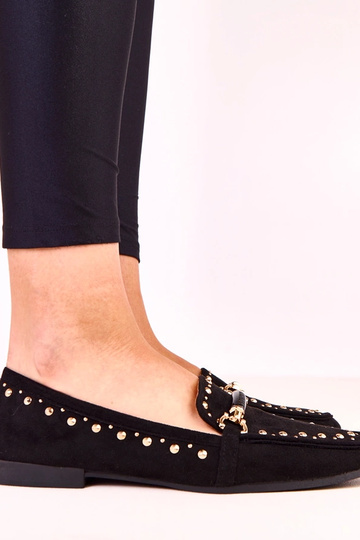Ballerine nere in camoscio sintetico con borchie Molia