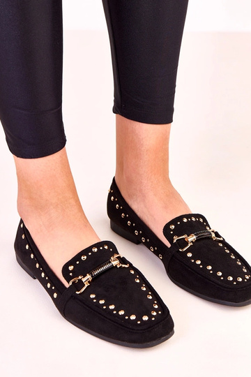 Ballerine nere in camoscio sintetico con borchie Molia 2