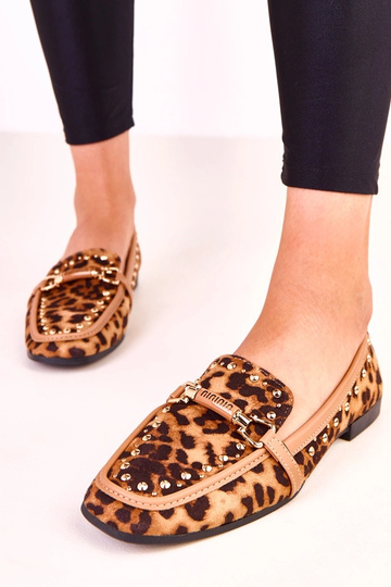 Ballerine a stampa leopardata in camoscio sintetico con borchie Molia 2