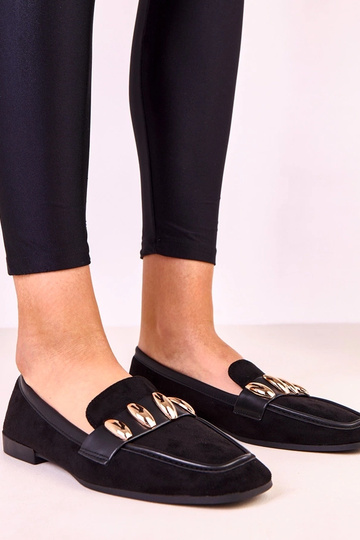Ballerine eleganti nere con decorazione dorata Klesa