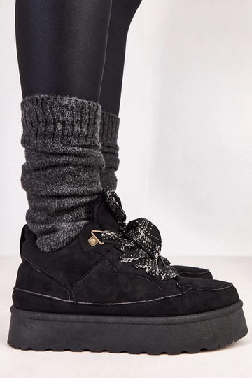 Scarpe sportive nere calde con lacci spessi Landry