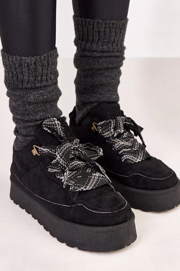 Scarpe sportive nere calde con lacci spessi Landry 2