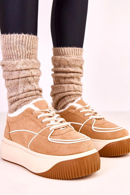 Scarpe sportive marroni calde con...