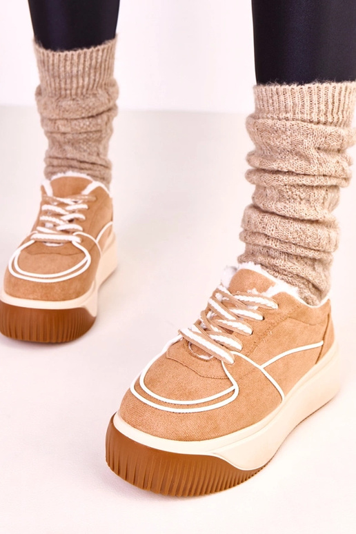 Scarpe sportive marroni calde con...