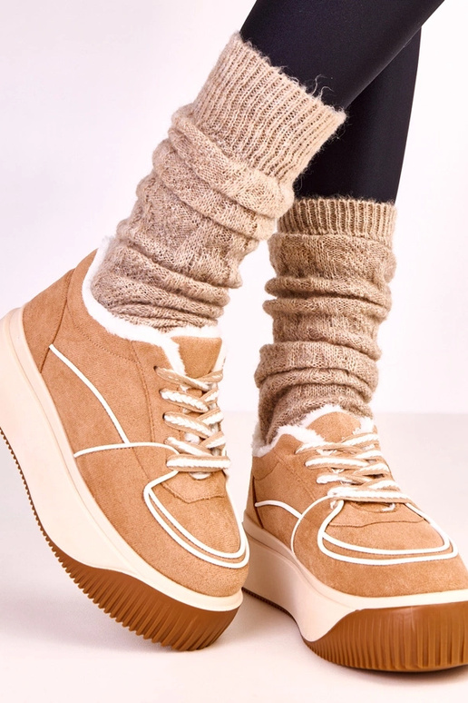 Scarpe sportive marroni calde con...