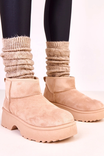 Stivali da neve beige bassi in camoscio sintetico Joshua