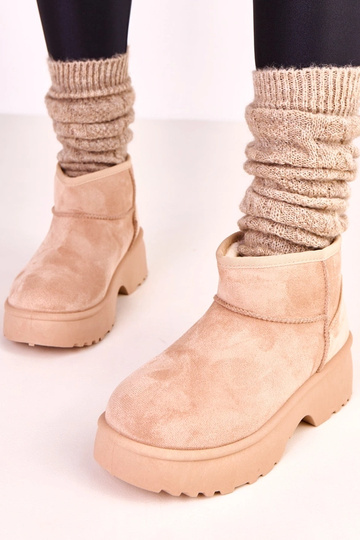 Stivali da neve beige bassi in camoscio sintetico Joshua 2