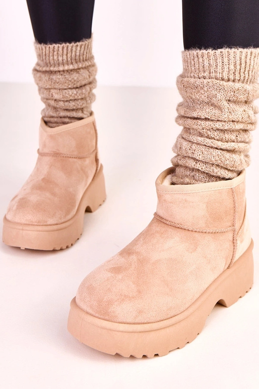 Stivali da neve beige bassi in... Stivali da neve beige bassi in...