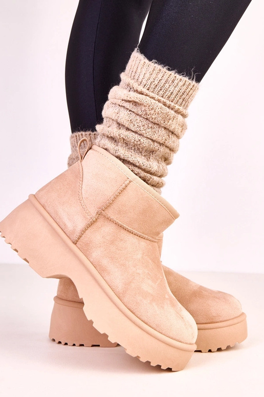 Stivali da neve beige bassi in... Stivali da neve beige bassi in...