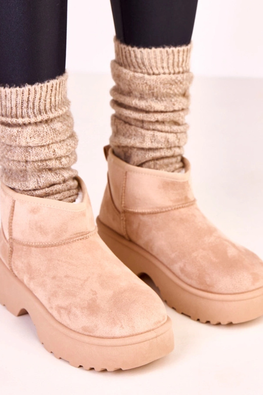 Stivali da neve beige bassi in... Stivali da neve beige bassi in...