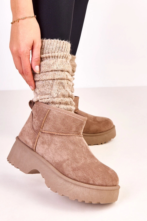 Stivali da neve beige scuri bassi in... Stivali da neve beige scuri bassi in...