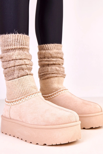 Stivali da neve beige bassi con gambale tipo calza Bernica