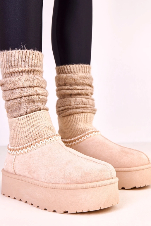 Stivali da neve beige bassi con... Stivali da neve beige bassi con...