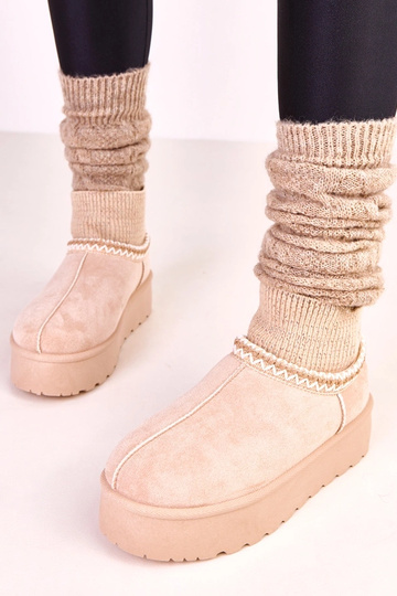 Stivali da neve beige bassi con gambale tipo calza Bernica 2