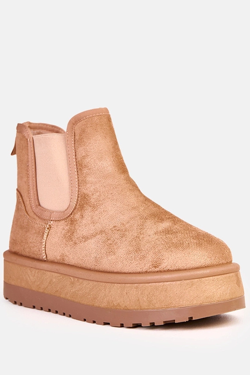 Stivali da neve beige scuri bassi con... Stivali da neve beige scuri bassi con...