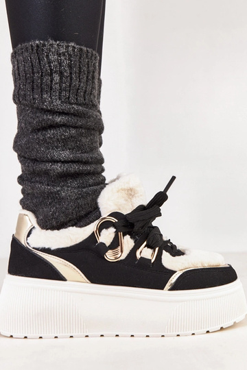Sneakers riscaldati neri con piattaforma Deena