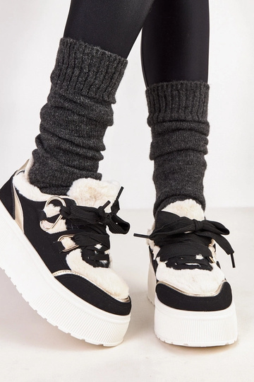 Sneakers riscaldati neri con piattaforma Deena 2