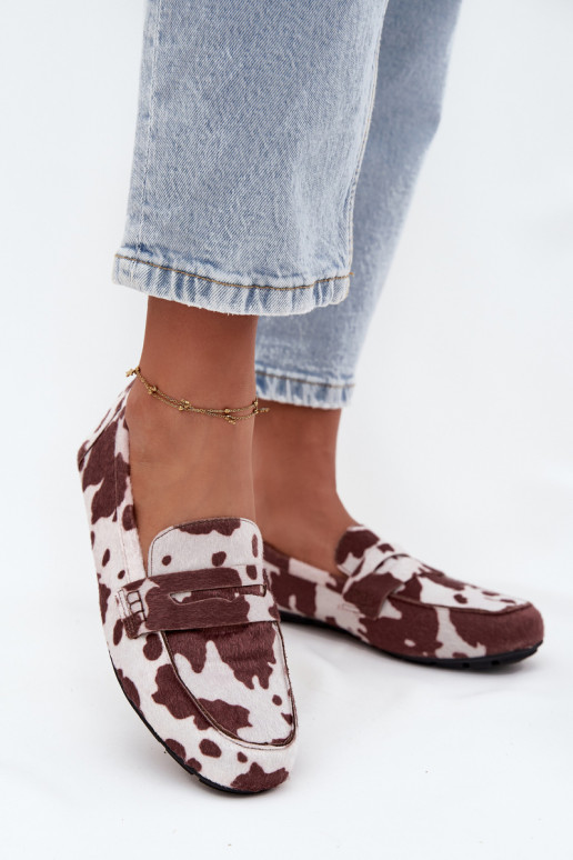 Mocassini da donna flat con toppe bianche e marroni "Soreline"