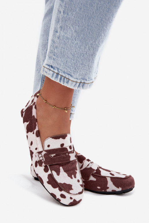 Mocassini da donna flat con toppe bianche e marroni "Soreline"