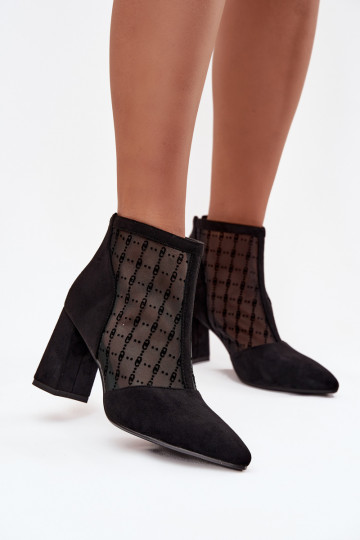 Stivaletti da donna con rete D&A LZ52-944 color nero 2