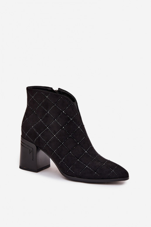 Stivaletti da donna con decorazione D&A MR52-133 color nero