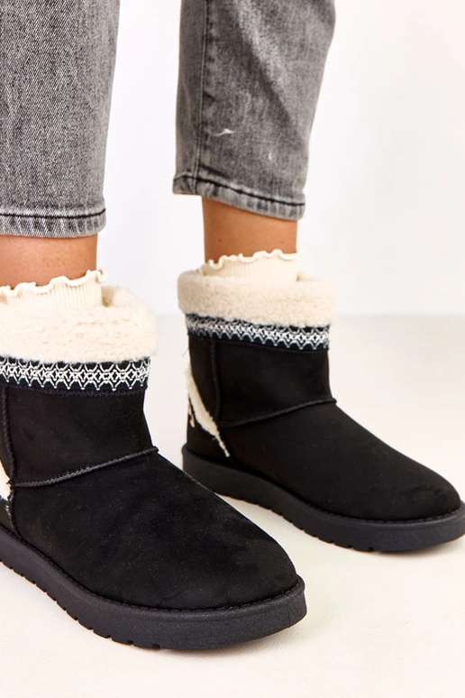 Stivali da neve neri bassi con ricamo... Stivali da neve neri bassi con ricamo...