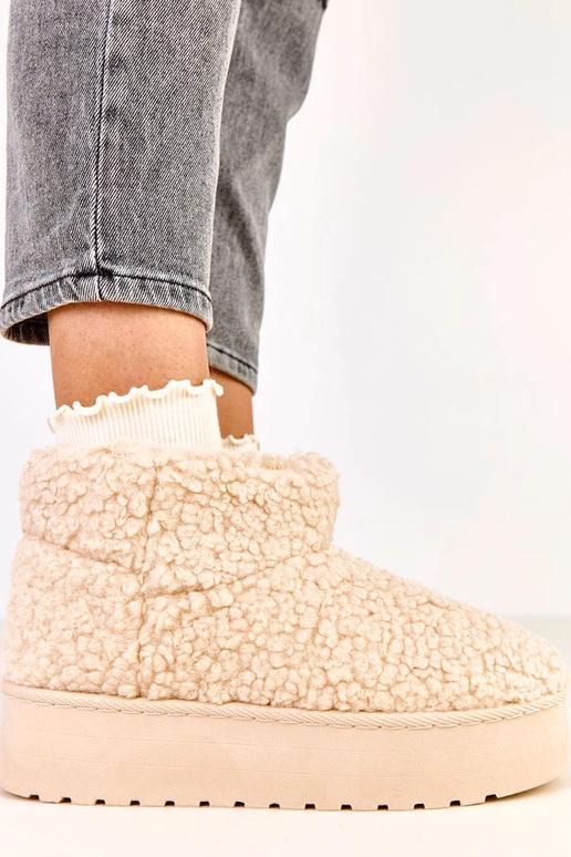 Stivali da neve beige con gambale in... Stivali da neve beige con gambale in...