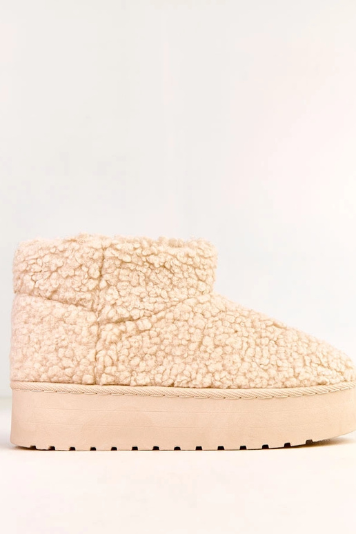 Stivali da neve beige con gambale in... Stivali da neve beige con gambale in...