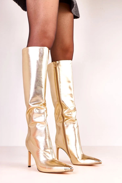Stivali alti eleganti oro con punta... Stivali alti eleganti oro con punta...