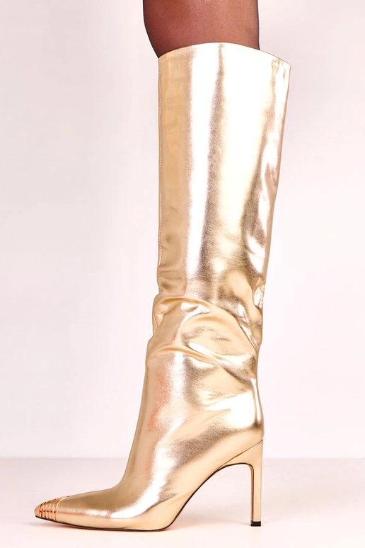 Stivali alti eleganti oro con punta... Stivali alti eleganti oro con punta...