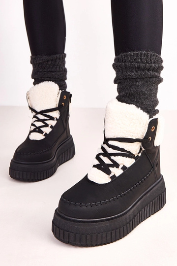 Scarpe sportive calde basse con piattaforma nere Lorraine 2