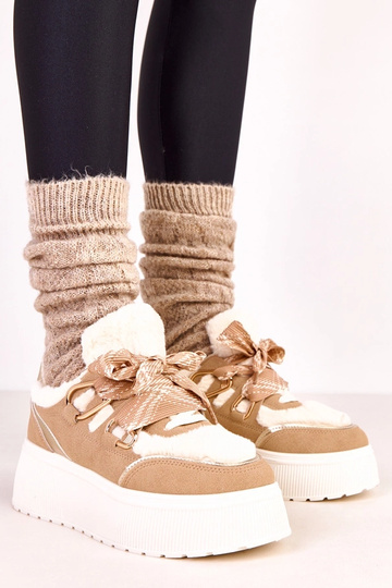 Sneakers beige calde con piattaforma Deena