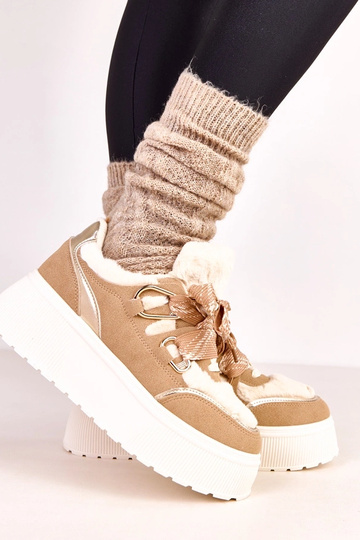 Sneakers beige calde con piattaforma Deena 2