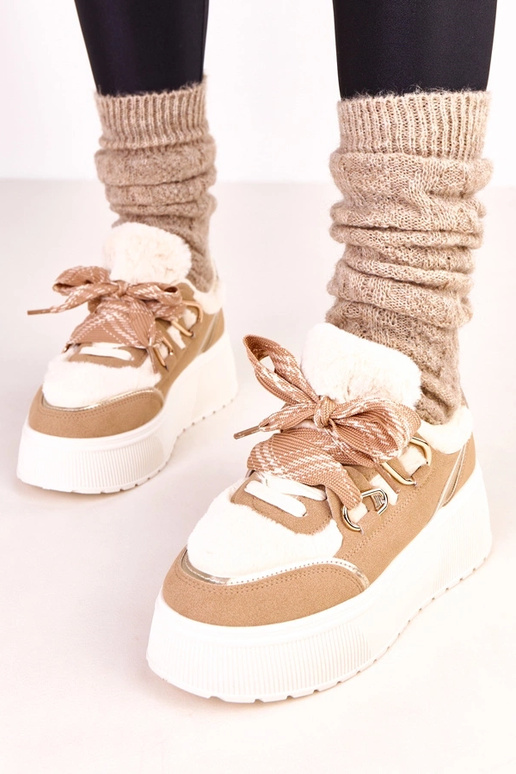 Sneakers beige calde con piattaforma... Sneakers beige calde con piattaforma...