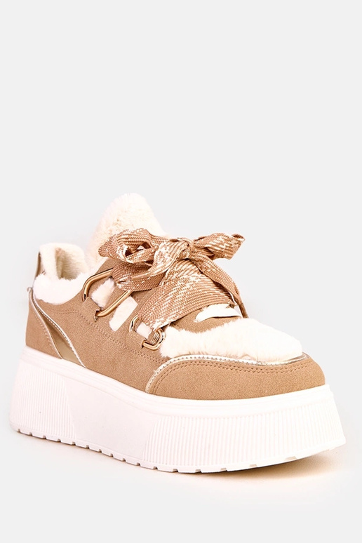 Sneakers beige calde con piattaforma... Sneakers beige calde con piattaforma...