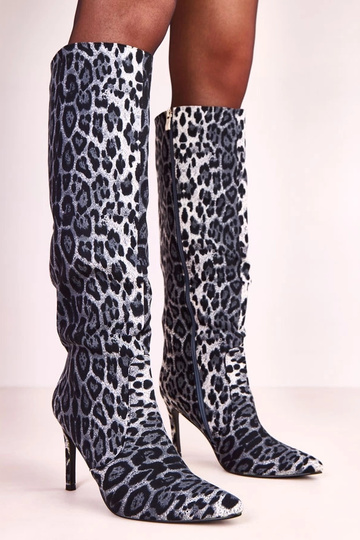 Stivali neri leopardati con...