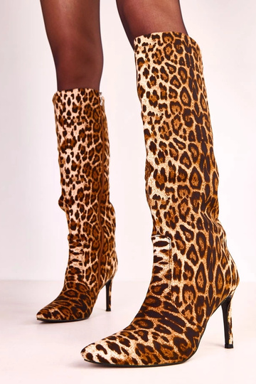 Stivali alti leopardati da donna con tacco sottile Adrienne 2