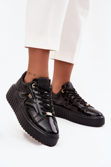 con effetto vernice Scarpe modello sneakers Femminile con una piattaforma Lee Cooper LCJ-25-09-3870 colore nero 2