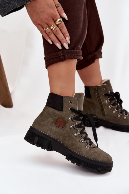 riscaldamento scarpe Femminile con una piattaforma colore kaki Zaraine