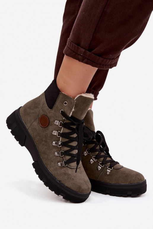 riscaldamento scarpe Femminile con una piattaforma colore kaki Zaraine