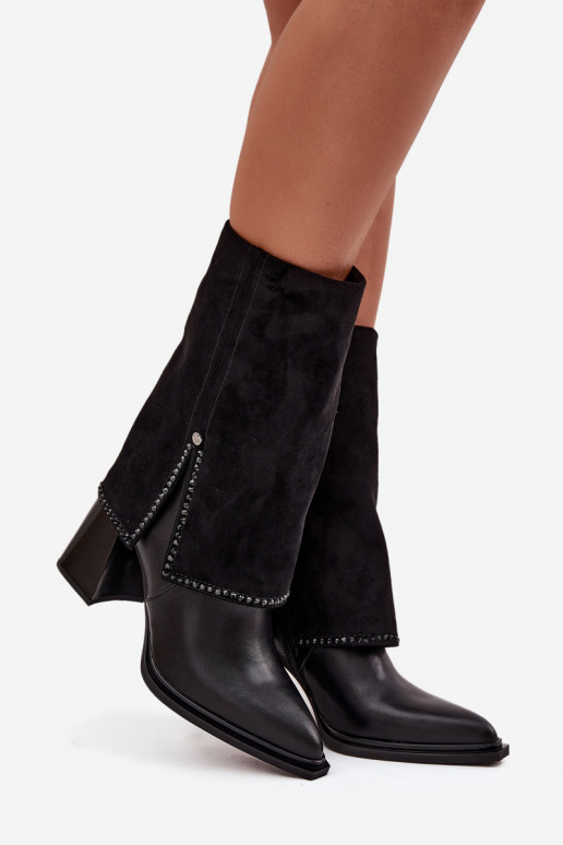 Pelle Stivali da donnaINyAiniętą CholeAką riscaldamento Deveciejka K7206-01 colore nero Pelle Stivali da donnaINyAiniętą CholeAką riscaldamento Deveciejka K7206-01 colore nero