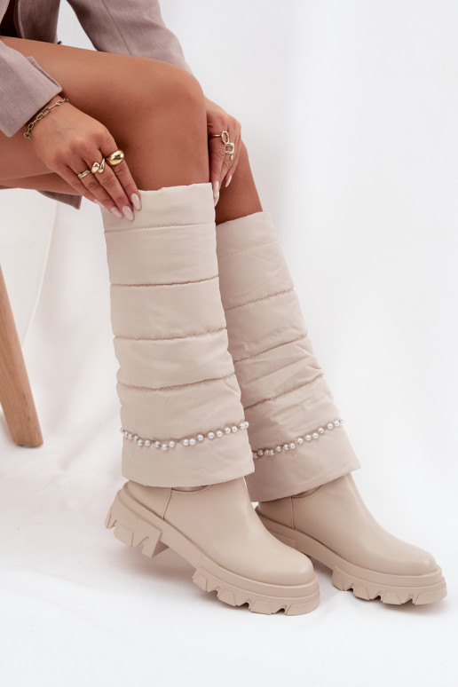 Stivali caldi con perline colore avorio Irvette Stivali caldi con perline colore avorio Irvette
