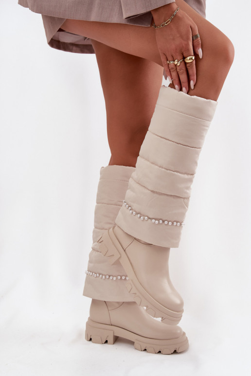 Stivali caldi con perline colore avorio Irvette Stivali caldi con perline colore avorio Irvette