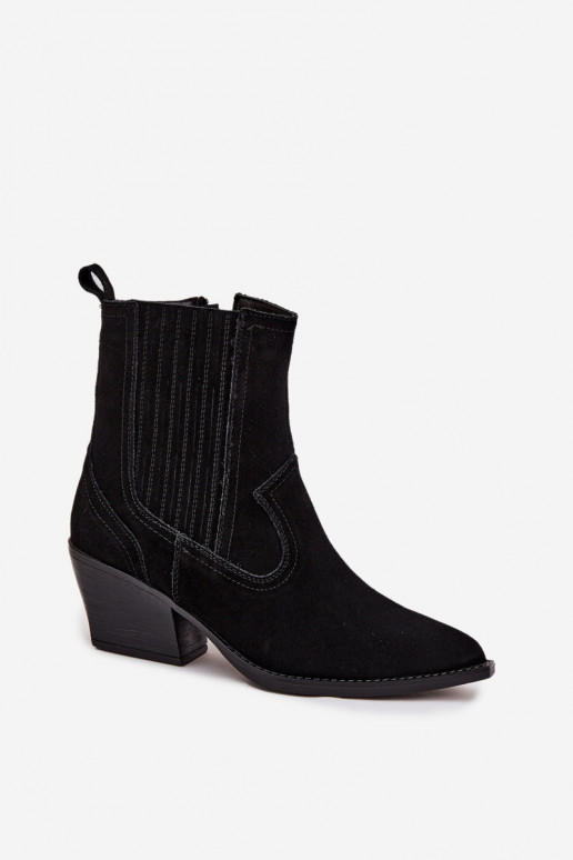 Scarpe scamosciate stile coAboy Femminile con i tacchi riscaldamento colore nero Dylira Scarpe scamosciate stile coAboy Femminile con i tacchi riscaldamento colore nero Dylira