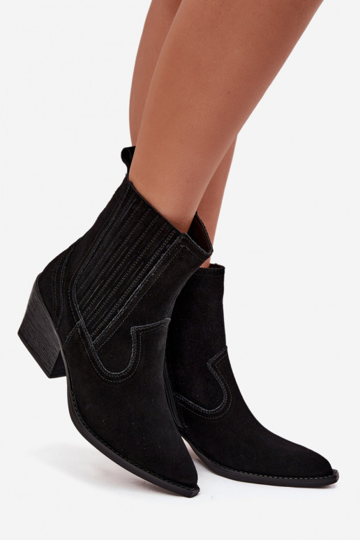 Scarpe scamosciate stile coAboy Femminile con i tacchi riscaldamento colore nero Dylira Scarpe scamosciate stile coAboy Femminile con i tacchi riscaldamento colore nero Dylira