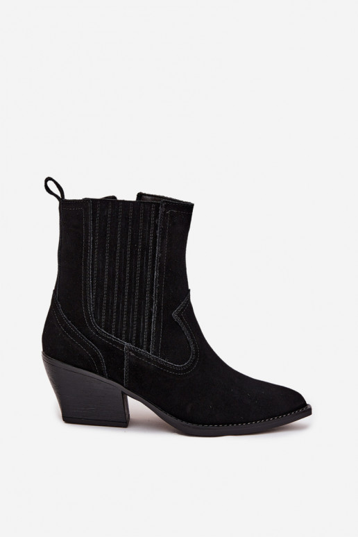 Scarpe scamosciate stile coAboy Femminile con i tacchi riscaldamento colore nero Dylira Scarpe scamosciate stile coAboy Femminile con i tacchi riscaldamento colore nero Dylira